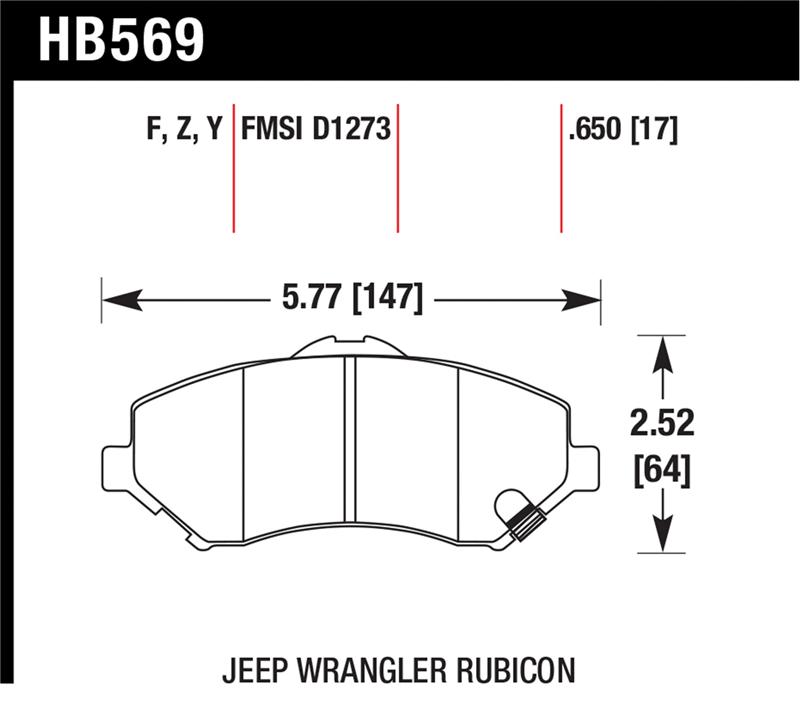 Dodge Nitro Brake Pad Set - Front - Hawk Performance - HPS 5.0 - `07-`11